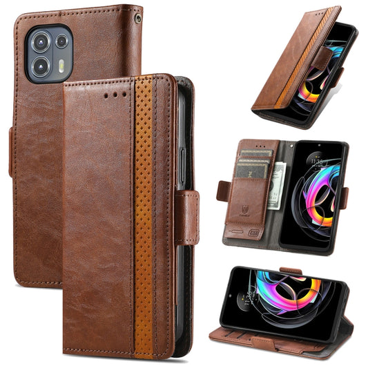 For Motorola Edge 20 Lite CaseNeo Business Splicing Dual Magnetic Buckle Horizontal Flip PU Leather Case with Holder & Card Slots & Wallet(Brown) - Motorola Cases by buy2fix | Online Shopping UK | buy2fix