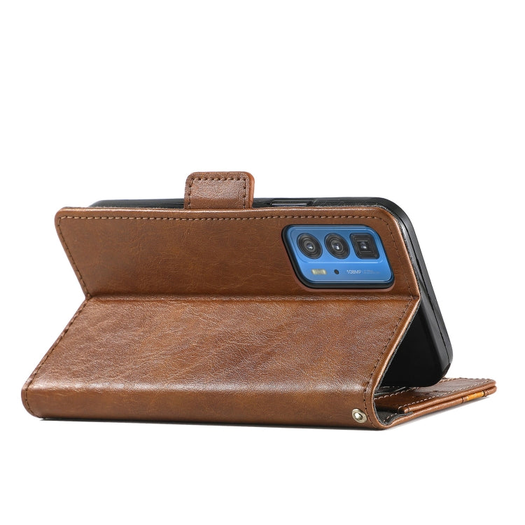 For Motorola Edge 20 Pro CaseNeo Business Splicing Dual Magnetic Buckle Horizontal Flip PU Leather Case with Holder & Card Slots & Wallet(Brown) - Motorola Cases by buy2fix | Online Shopping UK | buy2fix