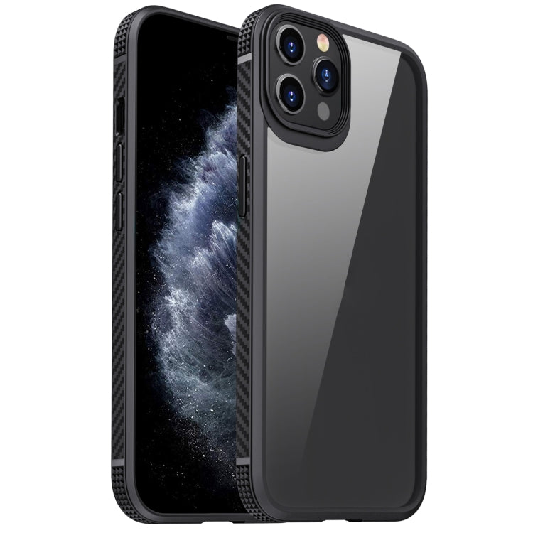 For iPhone 11 Pro MG Series Carbon Fiber TPU + Clear PC Four-corner Airbag Shockproof Case (Black) - iPhone 11 Pro Cases by buy2fix | Online Shopping UK | buy2fix