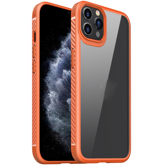 For iPhone 11 Pro MG Series Carbon Fiber TPU + Clear PC Four-corner Airbag Shockproof Case (Orange) - iPhone 11 Pro Cases by buy2fix | Online Shopping UK | buy2fix