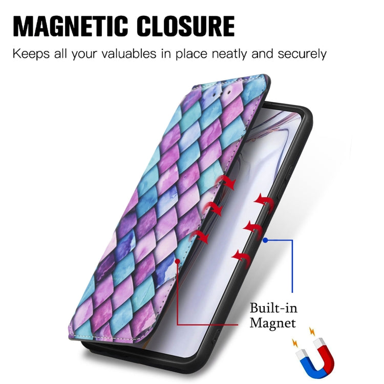 For Blackview A100 Colorful Magnetic Horizontal Flip PU Leather Case with Holder & Card Slot & Wallet(Purple Scales) - More Brand by buy2fix | Online Shopping UK | buy2fix