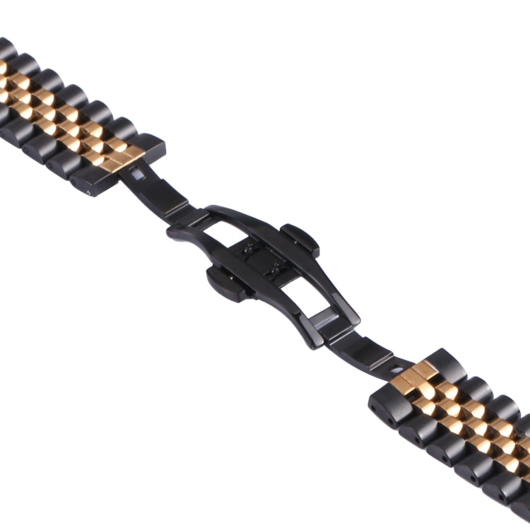 For Samsung Galaxy Watch4 40mm/44mm Five-bead Stainless Steel Watch Band(Black Rose Gold) - Watch Bands by buy2fix | Online Shopping UK | buy2fix