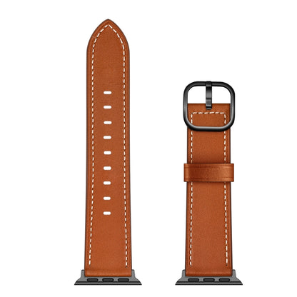 Leather Watch Band For Apple Watch Series 9&8&7 41mm / SE 3&SE 2&6&SE&5&4 40mm / 3&2&1 38mm(Brown) - Watch Bands by buy2fix | Online Shopping UK | buy2fix