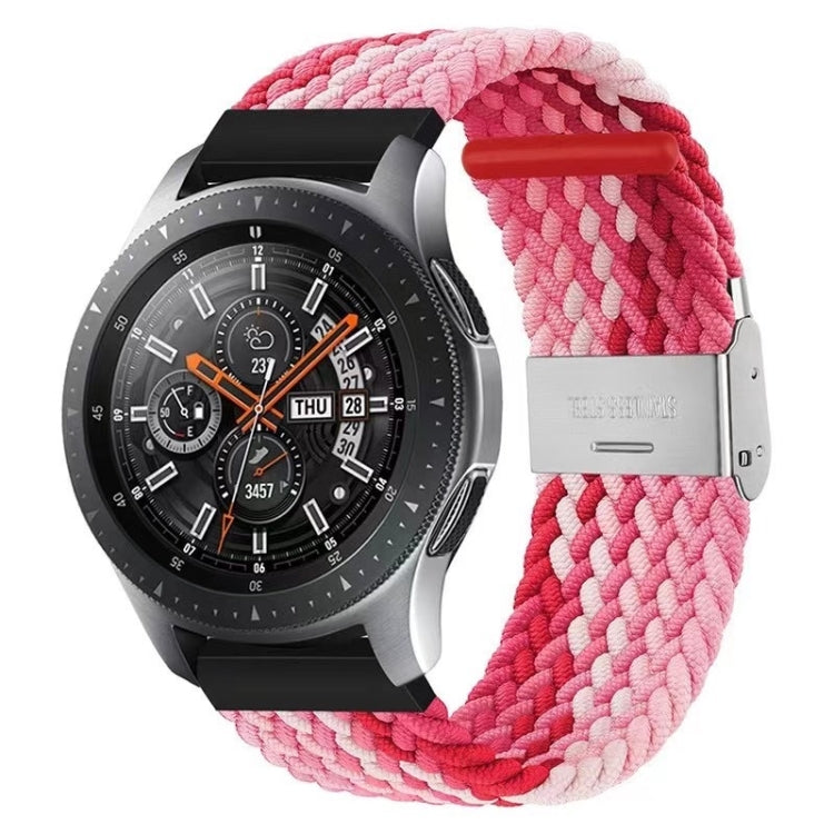 22mm Universal Metal Buckle Nylon Braided Watch Band(Z Red Pink) - 22mm Bands by buy2fix | Online Shopping UK | buy2fix