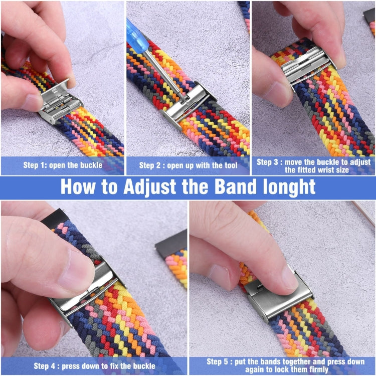 22mm Universal Metal Buckle Nylon Braided Watch Band(Turquoise) - 22mm Bands by buy2fix | Online Shopping UK | buy2fix