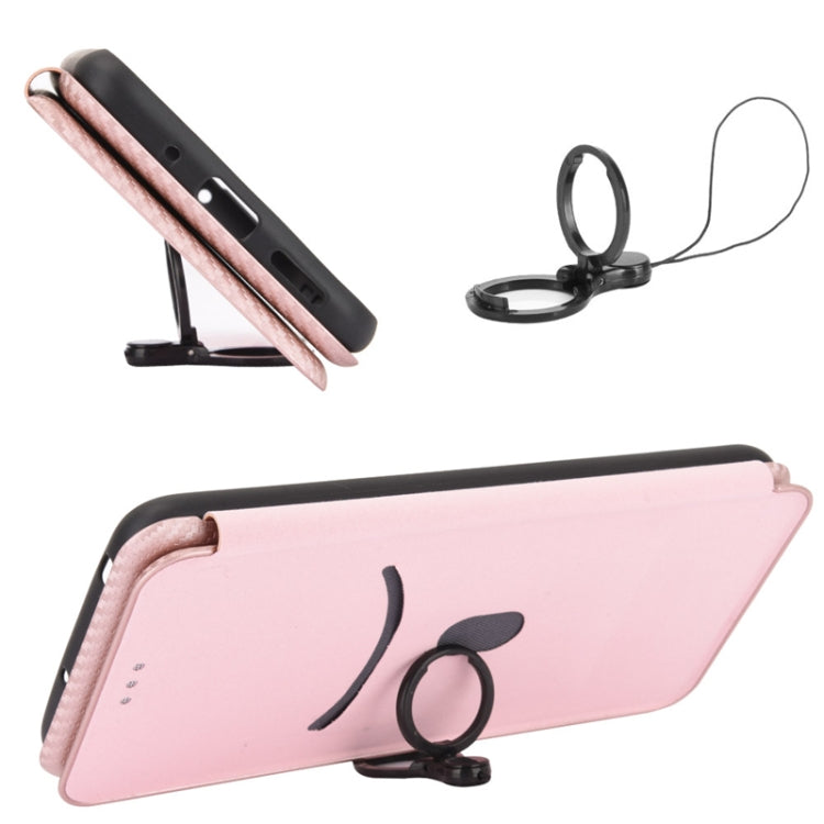 For Blackview Oscal C20 Carbon Fiber Texture Horizontal Flip Leather Phone Case with Card Slot(Pink) - More Brand by buy2fix | Online Shopping UK | buy2fix