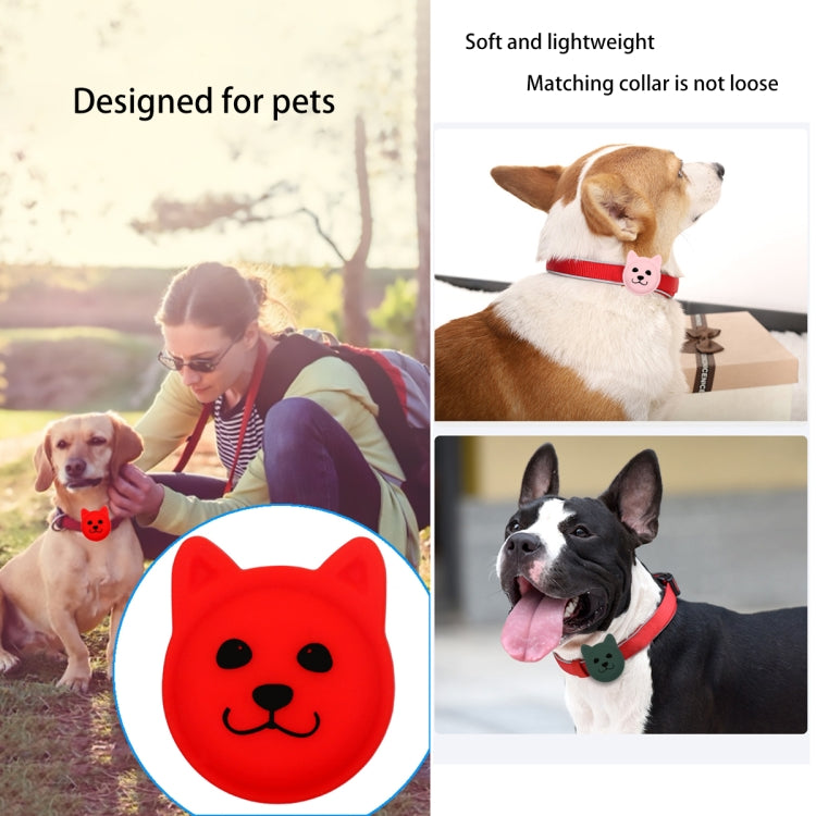 Hanhan Smile Cute Cartoon Pet Collar Anti-lost Tracker Silicone Case For AirTag(Fluorescent Green) - Pet Series by Mutural | Online Shopping UK | buy2fix