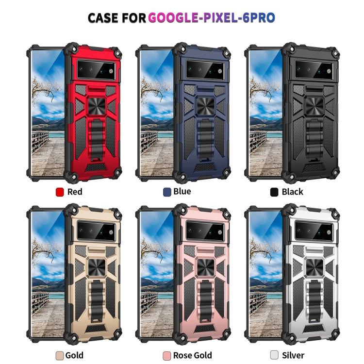 For Google Pixel 6 Pro Armor Shockproof TPU + PC Magnetic Phone Case with Holder(Gold) - Google Cases by buy2fix | Online Shopping UK | buy2fix