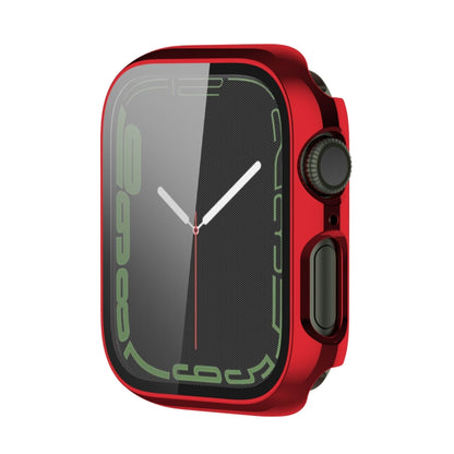 Electroplating Shockproof PC Protective Case with Tempered Glass Film For Apple Watch Series 9 / 8 / 7 45mm(Red) - Watch Cases by buy2fix | Online Shopping UK | buy2fix