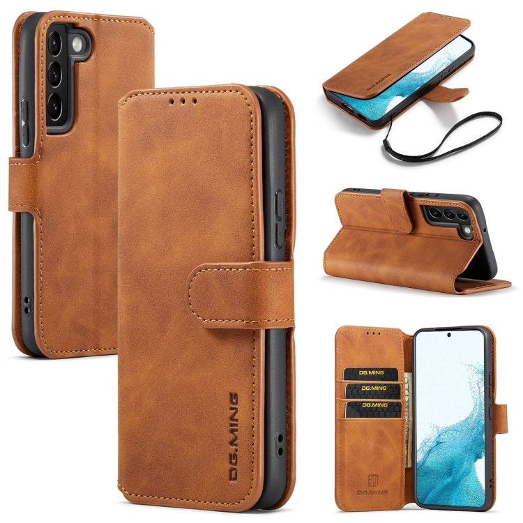 For Samsung Galaxy S22 DG.MING Retro Oil Side Horizontal Flip Leather Case with Holder & Card Slots & Wallet(Brown) - Galaxy S22 5G Cases by DG.MING | Online Shopping UK | buy2fix