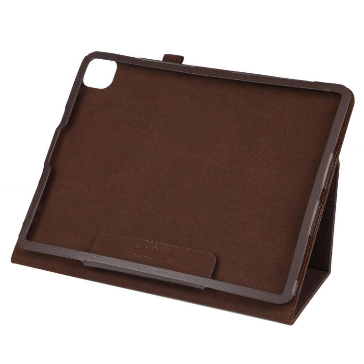 For iPad Air 13 2024 / iPad Pro 12.9 2022 / 2021 / 2020 / 2018 Litchi Texture Solid Color Leather Tablet Case(Brown) - iPad Pro 12.9 (2022/2021) Cases by buy2fix | Online Shopping UK | buy2fix