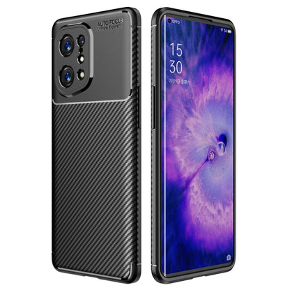 For OPPO Find X5 Carbon Fiber Texture Shockproof TPU Phone Case(Black) - OPPO Cases by buy2fix | Online Shopping UK | buy2fix