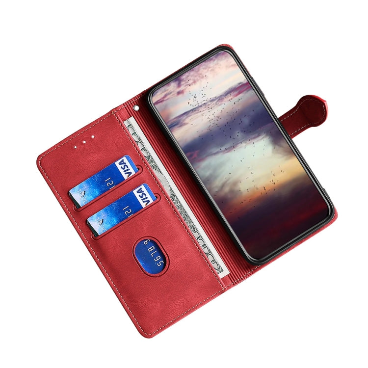 For Blackview A100 Skin Feel Straw Hat Magnetic Buckle Leather Phone Case(Red) - More Brand by buy2fix | Online Shopping UK | buy2fix