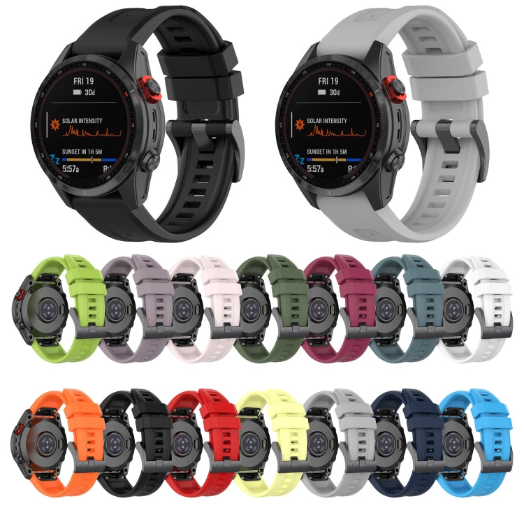 For Garmin Fenix 7 Quick Release Silicone Watch Band(Black) - Watch Bands by buy2fix | Online Shopping UK | buy2fix