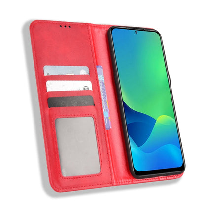 For Ulefone Note 13P Magnetic Buckle Retro Texture Leather Phone Case(Red) - OPPO Cases by buy2fix | Online Shopping UK | buy2fix