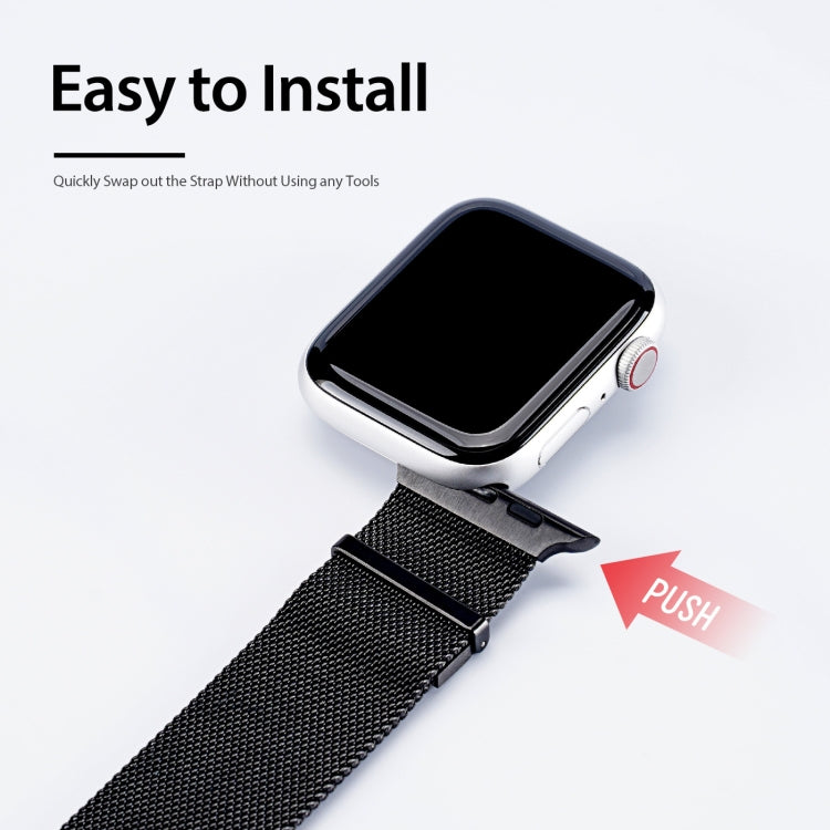 DUX DUCIS Milanese Watchband For Apple Watch Series 9&8&7 45mm / SE 3&SE 2&6&SE&5&4 44mm / 3&2&1 42mm(Black) - Watch Bands by DUX DUCIS | Online Shopping UK | buy2fix