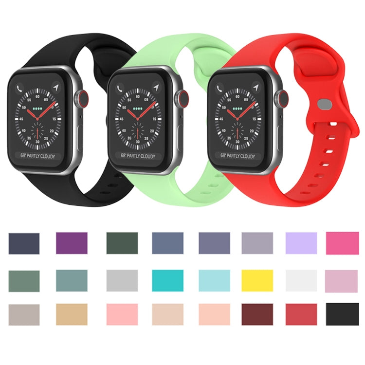 Butterfly Buckle Silicone Watch Band, Size: L For Apple Watch Ultra 49mm&Watch Ultra 2 49mm / Series 9&8&7 45mm / SE 3&SE 2&6&SE&5&4 44mm / 3&2&1 42mm(Pine Needle Green) - Watch Bands by buy2fix | Online Shopping UK | buy2fix