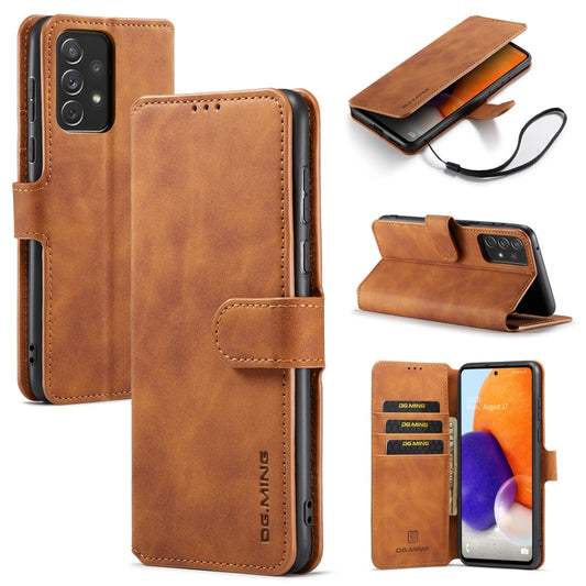 For Samsung Galaxy A73 5G DG.MING Retro Oil Edge Flip Leather Phone Case(Brown) - Galaxy Phone Cases by DG.MING | Online Shopping UK | buy2fix