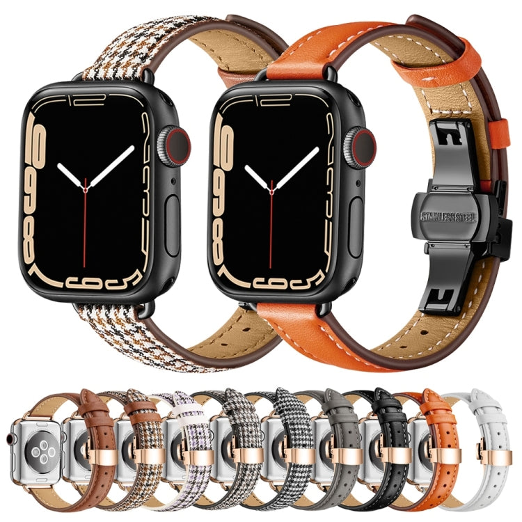 Slimming Butterfly Buckle Watch Band For Apple Watch Series 9&8&7 41mm / SE 3&SE 2&6&SE&5&4 40mm / 3&2&1 38mm(Orange Rose Gold) - Watch Bands by buy2fix | Online Shopping UK | buy2fix