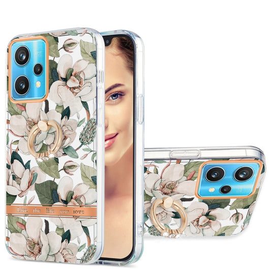 For OPPO Realme 9 Pro+ 5G Ring IMD Flowers TPU Phone Case(Green Gardenia) - Realme Cases by buy2fix | Online Shopping UK | buy2fix