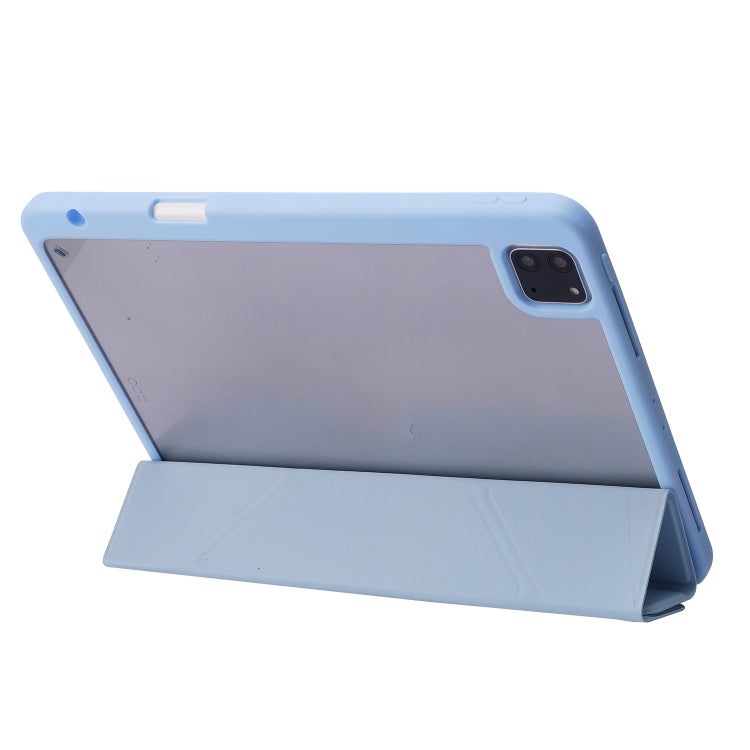 For iPad Air 13 2024 / iPad Pro 12.9 2022 / 2021 / 2020 / 2018 Deformation Transparent Acrylic Leather Tablet Case(Light Blue) - iPad Pro 12.9 (2022/2021) Cases by buy2fix | Online Shopping UK | buy2fix