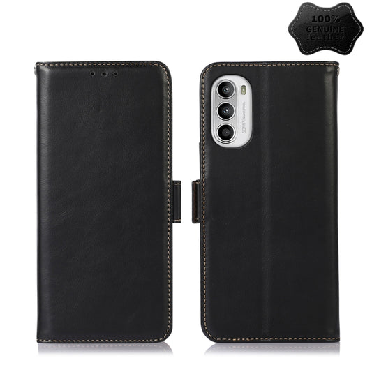 For Motorola Moto G52 4G Crazy Horse Top Layer Cowhide Leather Phone Case(Black) - Motorola Cases by buy2fix | Online Shopping UK | buy2fix