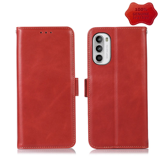 For Motorola Moto G52 4G Crazy Horse Top Layer Cowhide Leather Phone Case(Red) - Motorola Cases by buy2fix | Online Shopping UK | buy2fix