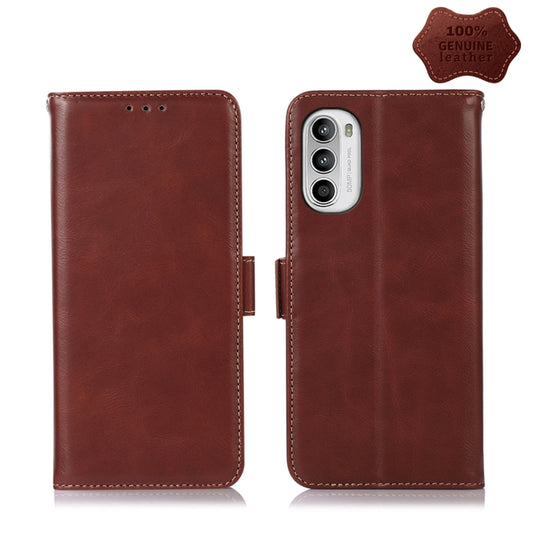 For Motorola Moto G52 4G Crazy Horse Top Layer Cowhide Leather Phone Case(Brown) - Motorola Cases by buy2fix | Online Shopping UK | buy2fix