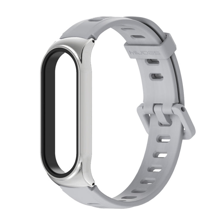 For Xiaomi Mi Band 6 / 5 / 4 / 3 Mijobs Flat Hole Silicone Watch Band, Style:CS Case(Grey+Silver) - Watch Bands by MIJOBS | Online Shopping UK | buy2fix