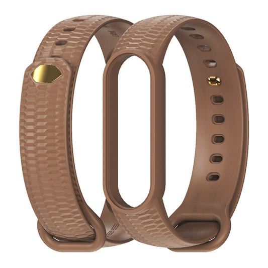 For Xiaomi Mi Band 5/6/7 Mijobs Solid Color Honeycomb Silicone Watch Band(Coffee) - Watch Bands by MIJOBS | Online Shopping UK | buy2fix