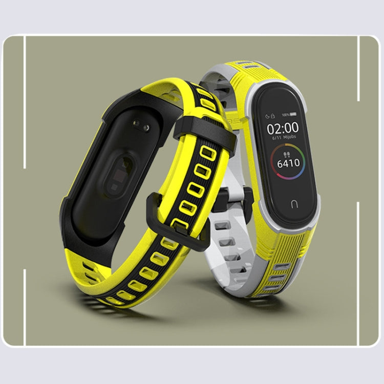 For Xiaomi Mi Band 5 / 6 / 7 Mijobs Two-color Silicone Watch Band(Black+Yellow) - Watch Bands by MIJOBS | Online Shopping UK | buy2fix