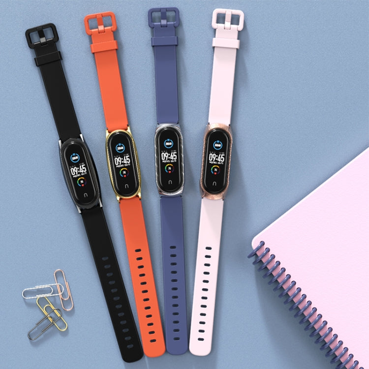 For Xiaomi Mi Band 3/4/5/6 Mijobs CS Silicone Waterproof Watch Band(Black+Silver) - Watch Bands by MIJOBS | Online Shopping UK | buy2fix