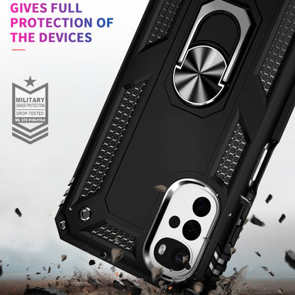 For Motorola Moto G22 Shockproof TPU + PC Holder Phone Case(Black) - Motorola Cases by buy2fix | Online Shopping UK | buy2fix