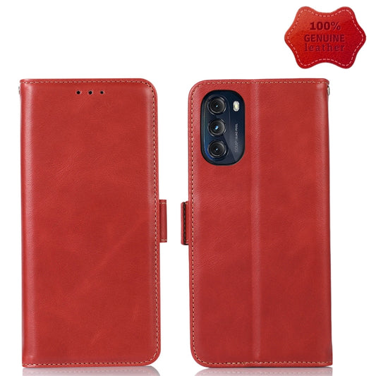 For Motorola Moto G 2022 5G Crazy Horse Top Layer Cowhide Leather Phone Case(Red) - Motorola Cases by buy2fix | Online Shopping UK | buy2fix