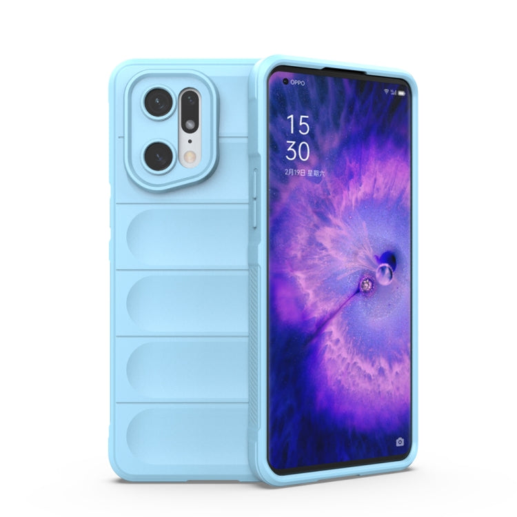 For OPPO Find X5 Pro Magic Shield TPU + Flannel Phone Case(Light Blue) - OPPO Cases by buy2fix | Online Shopping UK | buy2fix