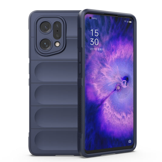 For OPPO Find X5 Magic Shield TPU + Flannel Phone Case(Dark Blue) - OPPO Cases by buy2fix | Online Shopping UK | buy2fix