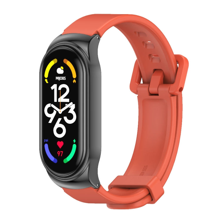 For Xiaomi Mi Band 7 / 7 NFC MIJOBS CS Metal Case + Silicone Watch Band(Orange Black) - Watch Bands by MIJOBS | Online Shopping UK | buy2fix