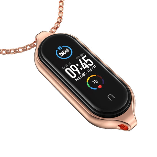 For Xiaomi Mi Band 5 / 6 MIJOBS Metal Pendant Stainless Steel Watch Necklace(Rose Gold) - Watch Bands by MIJOBS | Online Shopping UK | buy2fix