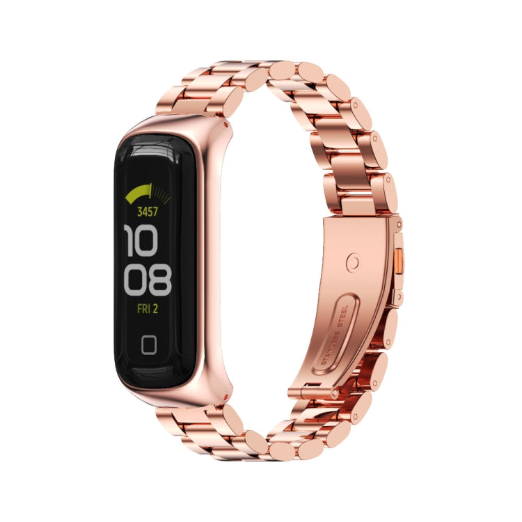 For Samsung Galaxy Fit 2 MIJOBS Three-bead Metal Stainless Steel Watch Band(Rose Gold) - Watch Bands by MIJOBS | Online Shopping UK | buy2fix