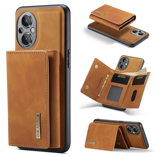 For OnePlus Nord N20 5G DG.MING M1 Series 3-Fold Multi Card Wallet + Magnetic Phone Case(Brown) - OnePlus Cases by DG.MING | Online Shopping UK | buy2fix