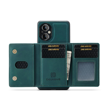 For OnePlus Nord N20 5G DG.MING M2 Series 3-Fold Multi Card Bag Phone Case(Green) - OnePlus Cases by DG.MING | Online Shopping UK | buy2fix