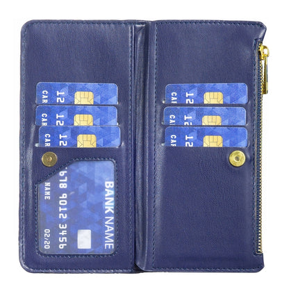 For OPPO Find X5 Lite / Reno7 5G Diamond Lattice Zipper Wallet Leather Flip Phone Case(Blue) - OPPO Cases by buy2fix | Online Shopping UK | buy2fix