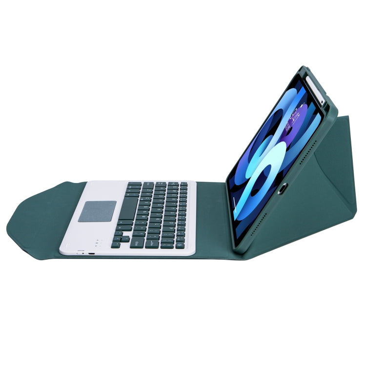 Z098B-A Pen Slot Touchpad Bluetooth Keyboard Leather Tablet Case For iPad Air 10.9 2022/2020(Green) - For iPad Air by buy2fix | Online Shopping UK | buy2fix