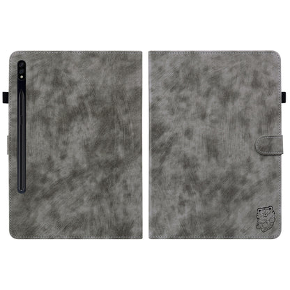 For Samsung Galaxy Tab S9 Tiger Pattern Flip Leather Tablet Case(Grey) - Galaxy Tab S9 Cases by buy2fix | Online Shopping UK | buy2fix