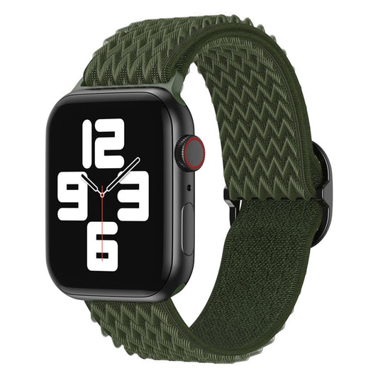 Wave Nylon Watch Band For Apple Watch Ultra 49mm&Watch Ultra 2 49mm / Series 9&8&7 45mm / SE 3&SE 2&6&SE&5&4 44mm / 3&2&1 42mm(Army Green) - Watch Bands by buy2fix | Online Shopping UK | buy2fix