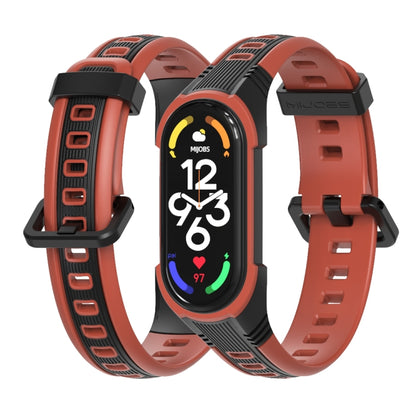 For Xiaomi Mi Band 5 / 6 / 7 MIJOBS Unibody Two-color Silicone Watch Band(Black Orange) - Watch Bands by MIJOBS | Online Shopping UK | buy2fix