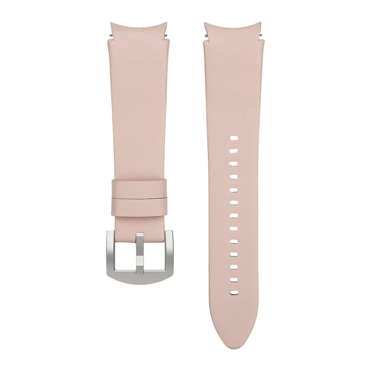 For Samsung Galaxy Watch5 Pro 45mm/5 44mm/5 40mm Genuine Leather Watch Band(Pink) - Watch Bands by buy2fix | Online Shopping UK | buy2fix