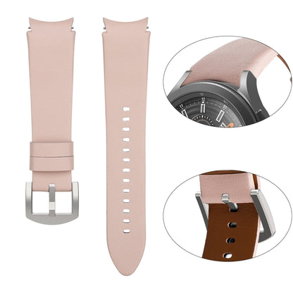 For Samsung Galaxy Watch5 Pro 45mm/5 44mm/5 40mm Genuine Leather Watch Band(Pink) - Watch Bands by buy2fix | Online Shopping UK | buy2fix