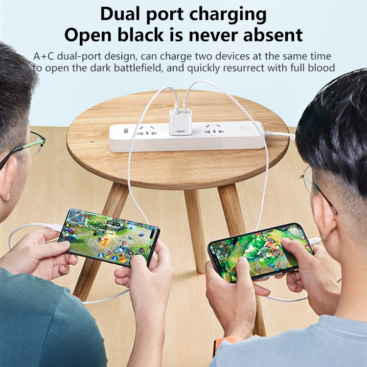 REMAX RP-U68 20W USB+USB-C/Type-C Dual Interface Fast Charger Set, Specification:US Plug(White) - USB Charger by REMAX | Online Shopping UK | buy2fix