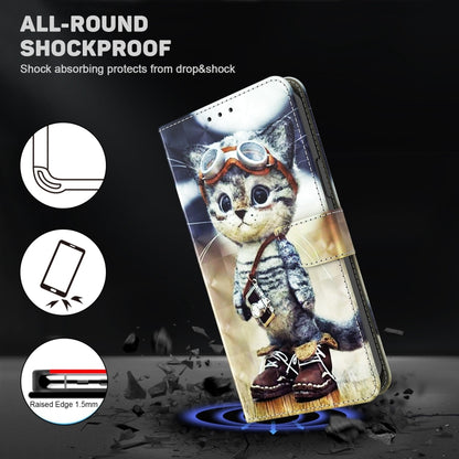 For OPPO A16 / A16s / A54s 3D Painted Leather Phone Case(Naughty Cat) - OPPO Cases by buy2fix | Online Shopping UK | buy2fix